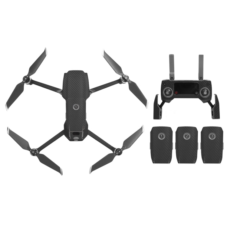 Black Carbon Fiber Waterproof 3D Sticker Kit for DJI Mavic 2 Pro / Zoom Drone