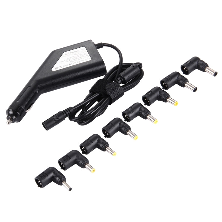 90W Universal Car Charger with 8 Power Adapters & 1 USB Port for Various Laptop Brands (Black)
