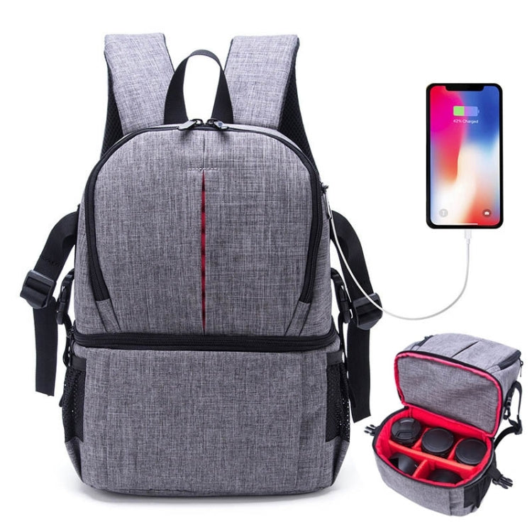 Grey Multi-functional Waterproof DSLR Camera Backpack