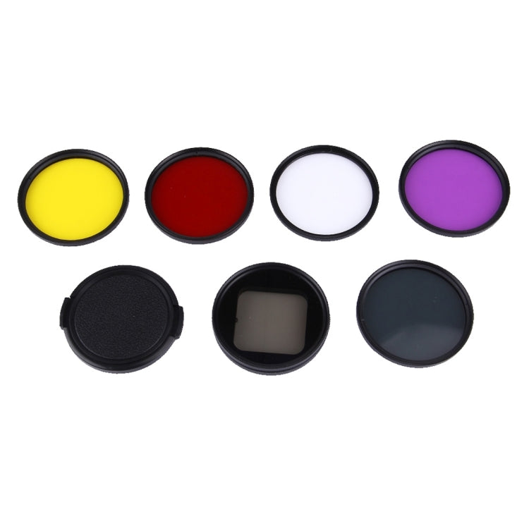 6 in 1 Professional 58mm Lens Filter and Waterproof Housing Case Adapter Ring for Action Cameras