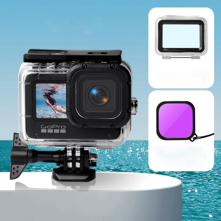 GoPro HERO10/9 Black Waterproof Case with Touch Back Cover and Color Lens Filters (Purple)