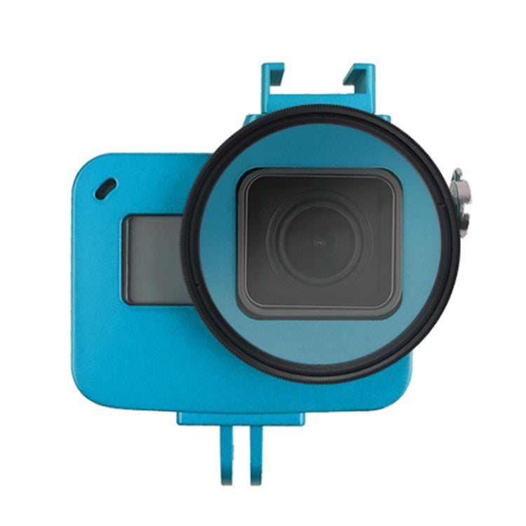 Protective Aluminum Cage with UV Lens for GoPro HERO7 Black /6 /5 (Blue)