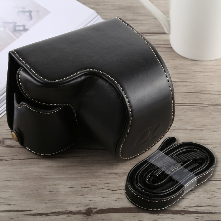 Camera Case Bag with Strap for Sony A6300 - Black PU Leather Full Body Cover