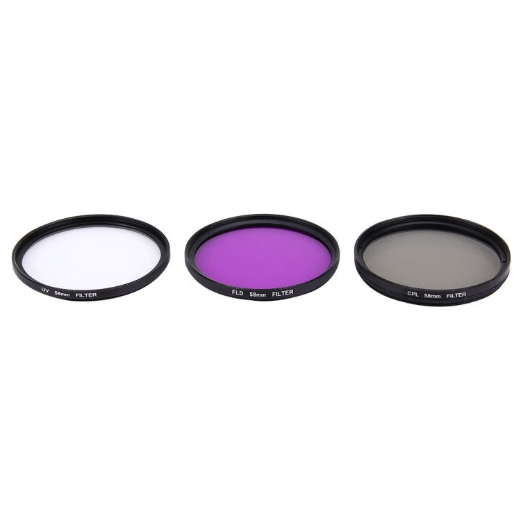 JUNESTAR 3 in 1 Professional 58mm Lens Filter (CPL + UV + FLD / Purple) for GoPro & Xiaomi Xiaoyi Yi Sport Action Camera