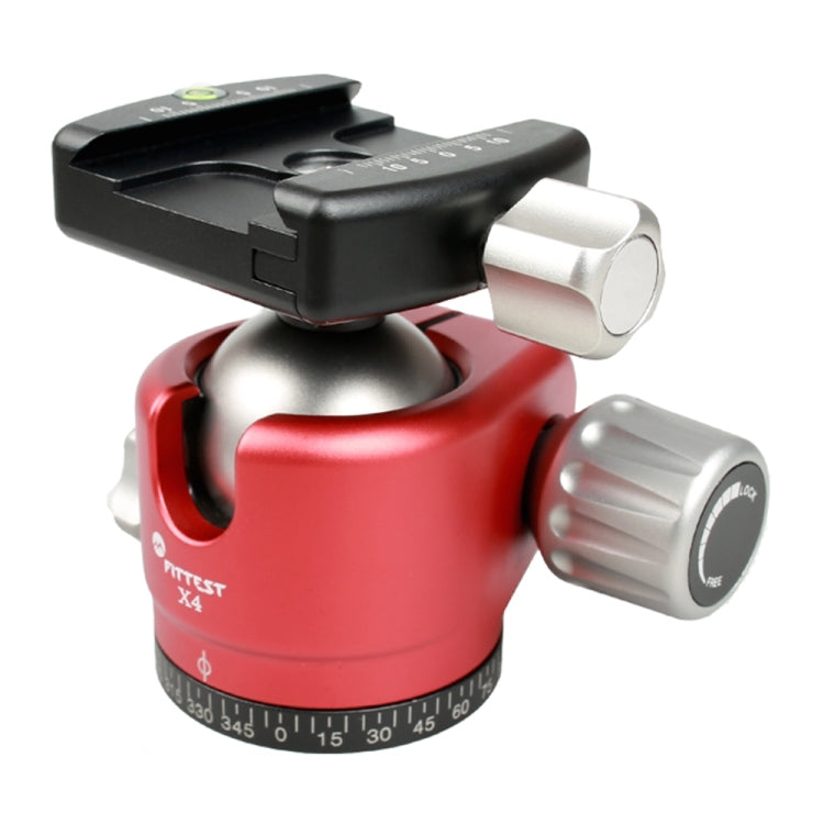 FITTEST X4 Low Center of Gravity Panoramic Ball Head with Quick Release Plate for DSLR & Digital Cameras, Load Max 10kg (Red)