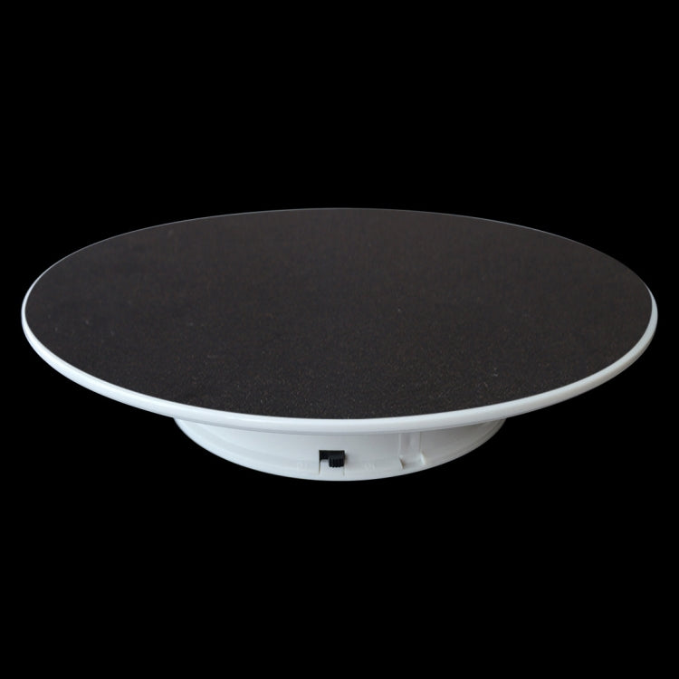 25cm 360 Degree Electric Rotating Turntable Display Stand - Black and White, Battery Powered