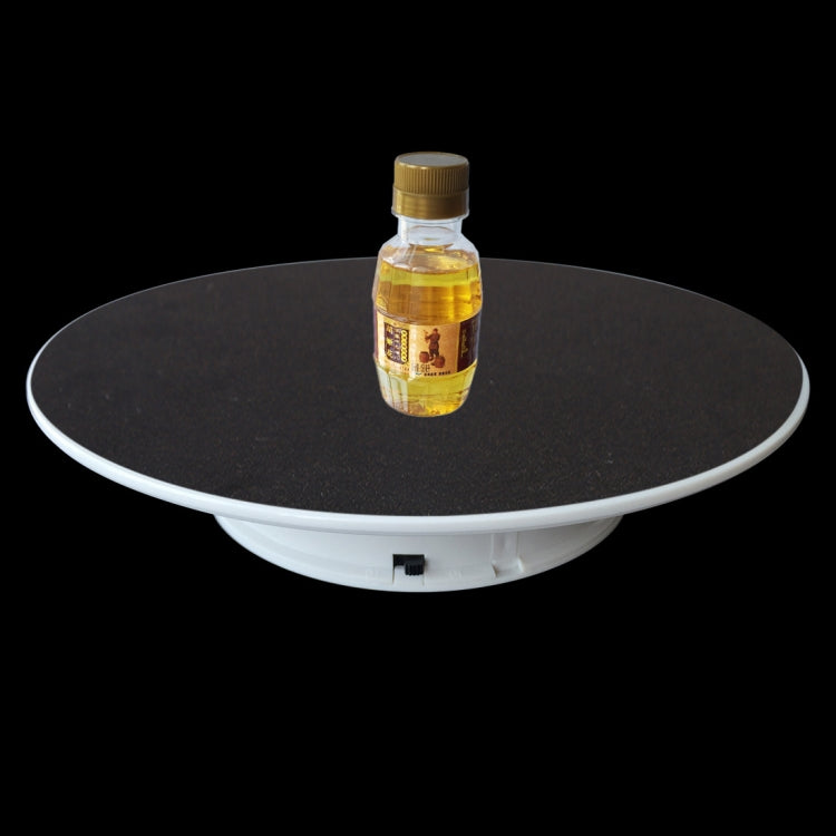 25cm 360 Degree Electric Rotating Turntable Display Stand - Black and White, Battery Powered