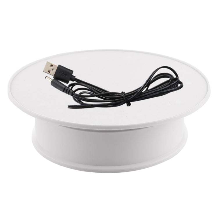 20cm Electric Rotating Turntable Display Stand for Photography and Video Shooting, Load 1.5kg, USB and Battery Powered (White)