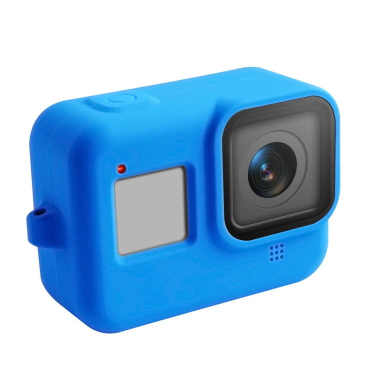 Silicone Protective Case Cover with Wrist Strap for GoPro HERO8 Black(Blue)