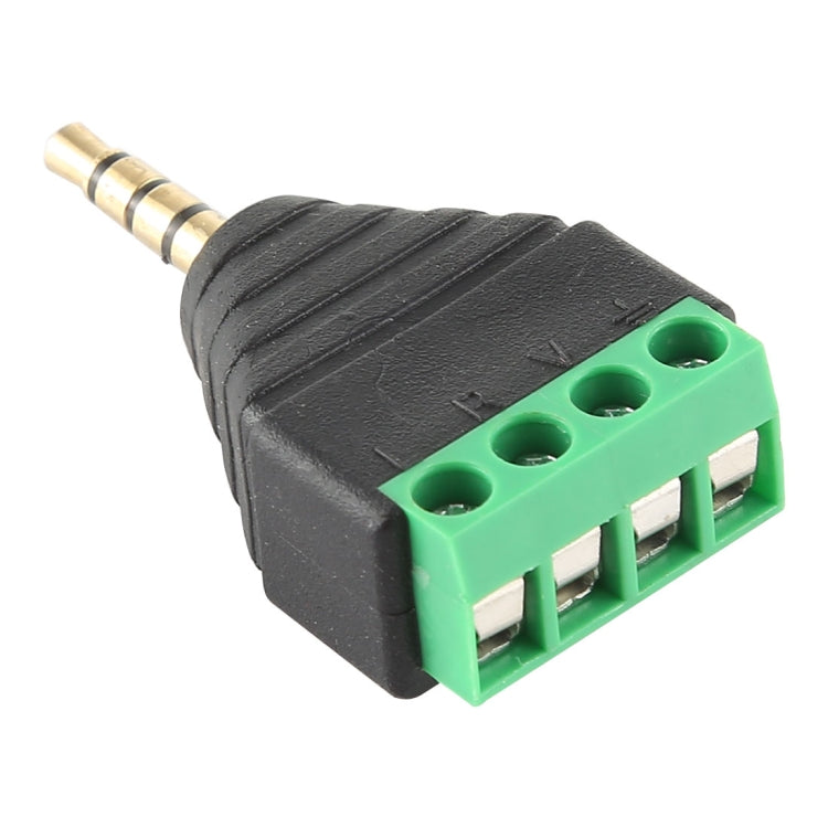 Stereo Audio Connector with 3.5mm Male Plug and 4 Pole 4 Pin Terminal Block