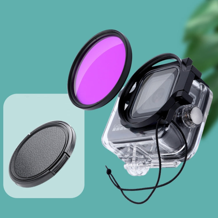 Professional 58mm Color Dive Housing Lens Filter + Waterproof Case for GoPro HERO8 (Purple)