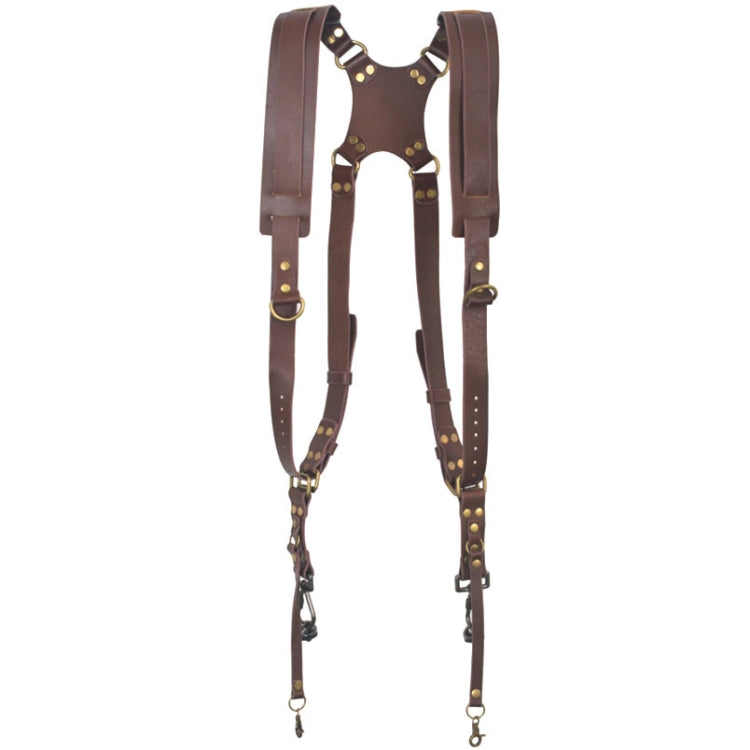 Leather Dual Camera Harness with Quick Release and Anti-Slip Feature (Brown)