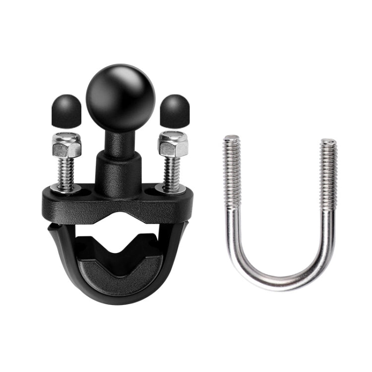 25mm Ball Head Motorcycle Rearview Mirror Mount for Action Cameras with U-Bolts (Black)