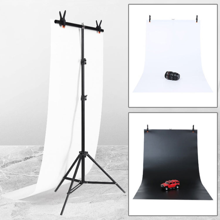 T-Shape Photo Studio Background Support Stand Kit with Black/White Backdrops