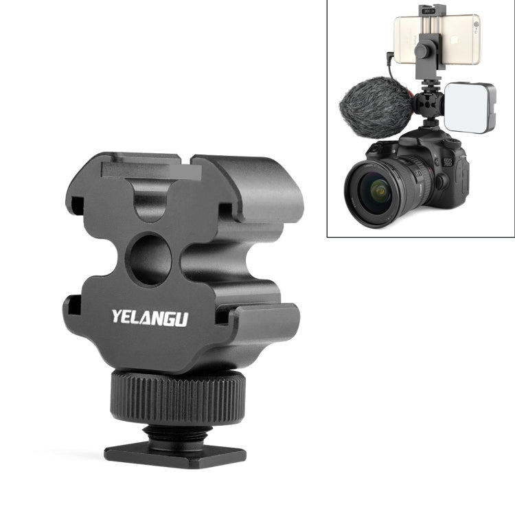 YELANGU YLG0601A A68 3-Head Cold Shoe Mount Adapter - Versatile Camera Accessory