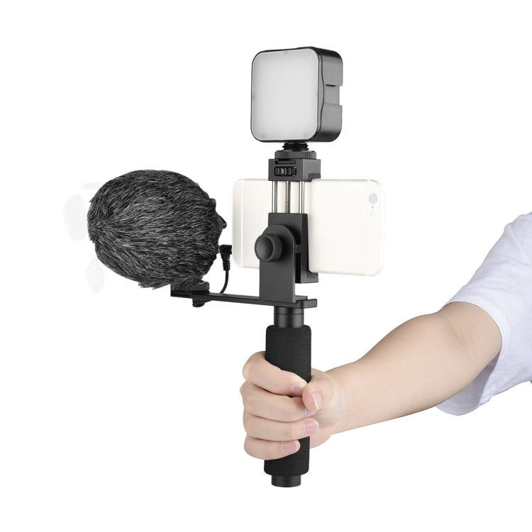 YELANGU PC09 Handheld Grip Holder Bracket with Photography Fill Light and Microphone Kit - Black