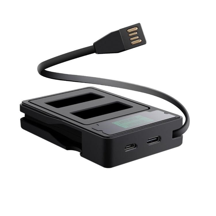 LCD Screen Dual Batteries Charger with Charging Capacity Display for GoPro HERO9 Black / HERO10 Black (Black)