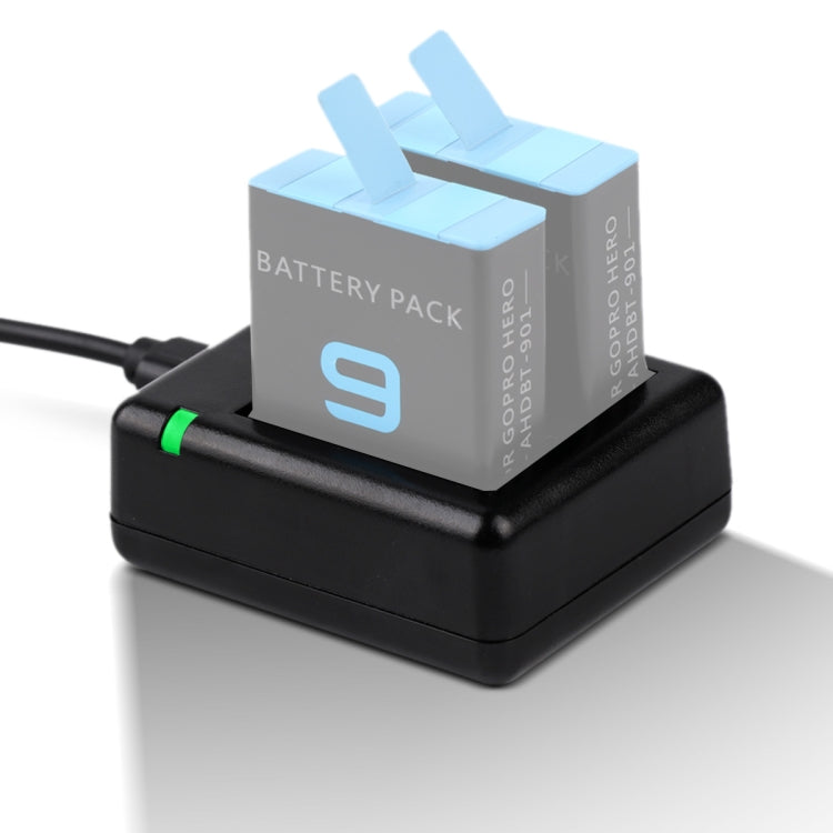 USB Dual Batteries Charger with Cable and Indicator Light for GoPro HERO9 Black / HERO10 Black