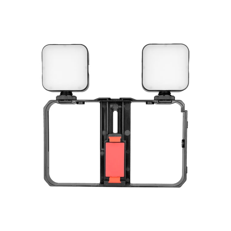 YELANGU PC201 YLG1801A Vlogging Live Broadcast LED Selfie Light Smartphone Video Rig Handle Stabilizer Kit with Expandable Mobile Phone Cage and Versatile Connectivity