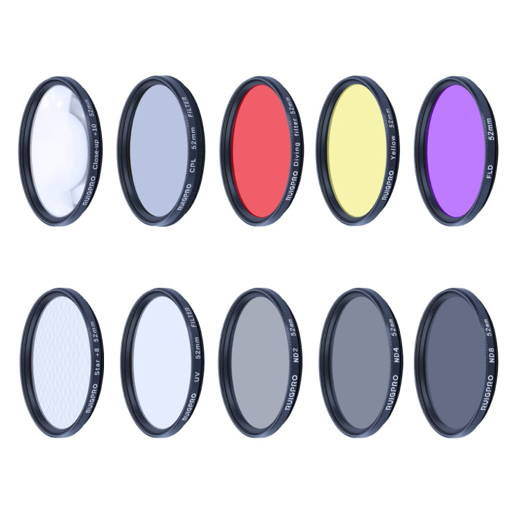 RUIGPRO 10-in-1 Lens Filter Set for GoPro HERO10/9 Black