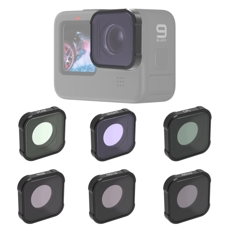 JSR KB Series Lens Filter Set for GoPro HERO10 Black / HERO9 Black - STAR+CPL+NIGHT+ND8+ND16+ND32