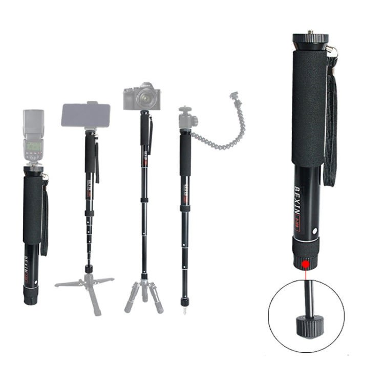 BEXIN P308 Portable Aluminum Monopod for DSLR Cameras (Black)