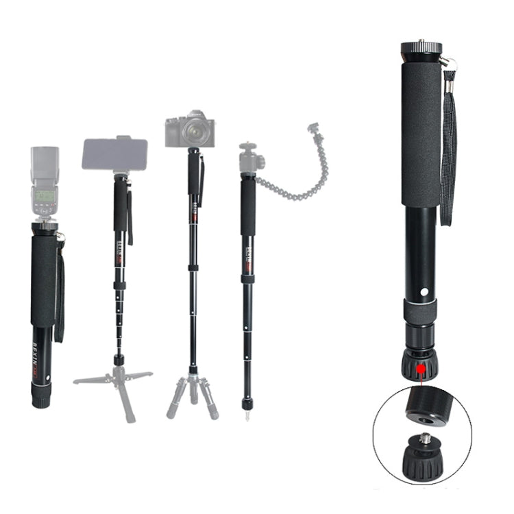 BEXIN P308B Portable Aluminum Alloy Monopod for DSLR Cameras (Black)