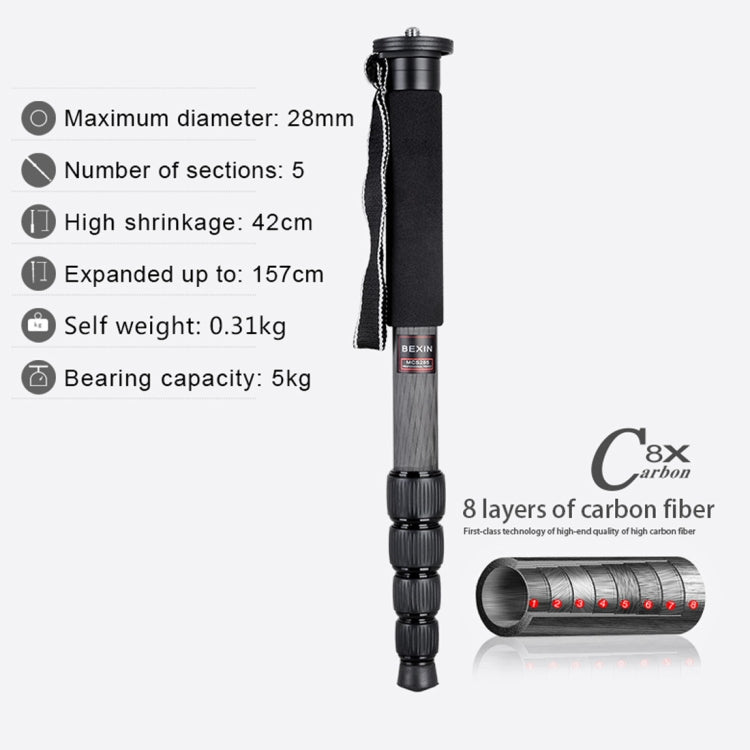 BEXIN MCS285 Carbon Fiber Monopod for DSLR Cameras - Portable and Durable