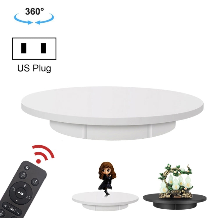 Electric Rotating Display Stand with Remote Control - 42cm, Load Capacity 100kg, Plug-in Power, US Plug (White)
