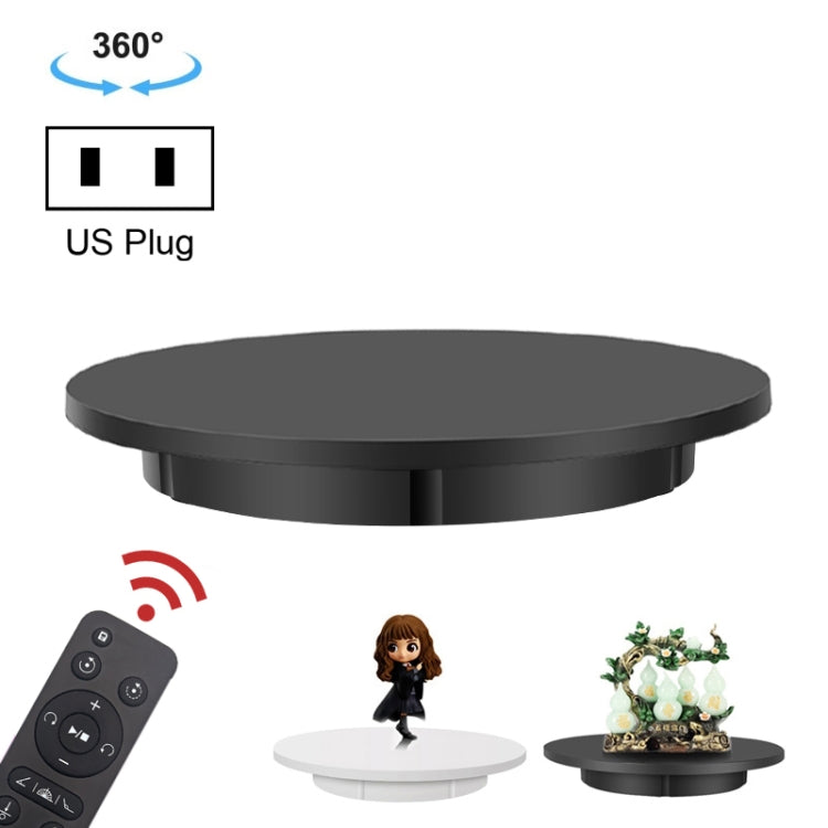 60cm Electric Rotating Display Stand Turntable - Black, 100kg Load Capacity, Plug-in Power, US Plug