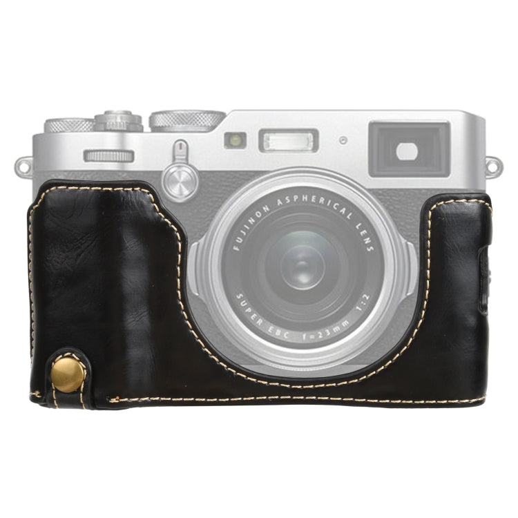 Camera Half Case Base for FUJIFILM X100V with 1/4 inch Thread and PU Leather (Black)
