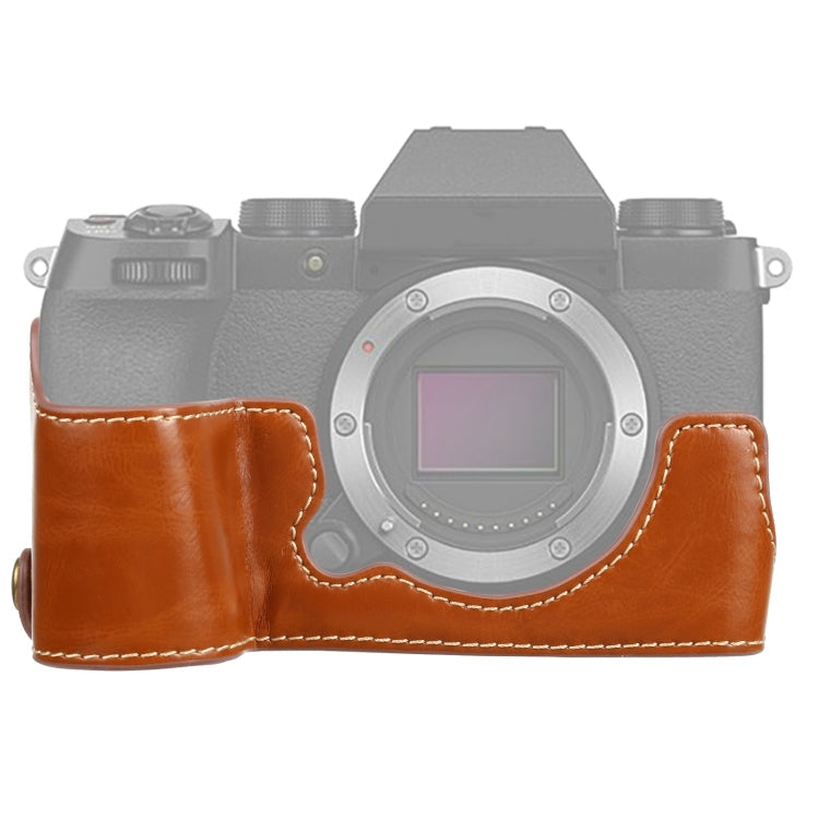 FUJIFILM X-S10 PU Leather Camera Half Case Base (Brown, 1/4 inch Thread)