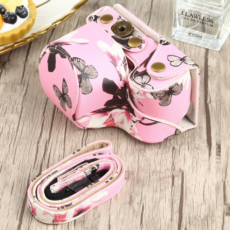 Elegant Pink Flower Pattern PU Leather Camera Case for Sony A6000 / A6300 / A6400 / Nex 6