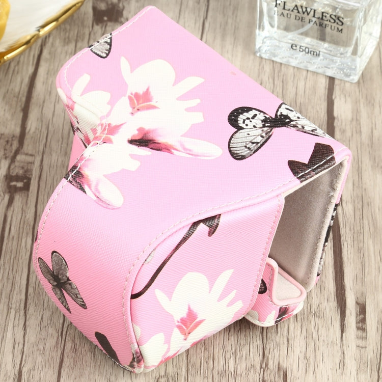 Elegant Pink Flower Pattern PU Leather Camera Case for Sony A6000 / A6300 / A6400 / Nex 6