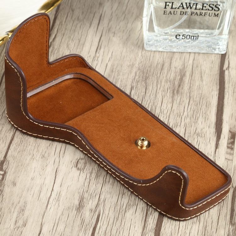 Camera Half Case Base for Canon EOS 77D / 800D - PU Leather, 1/4 inch Thread, Coffee