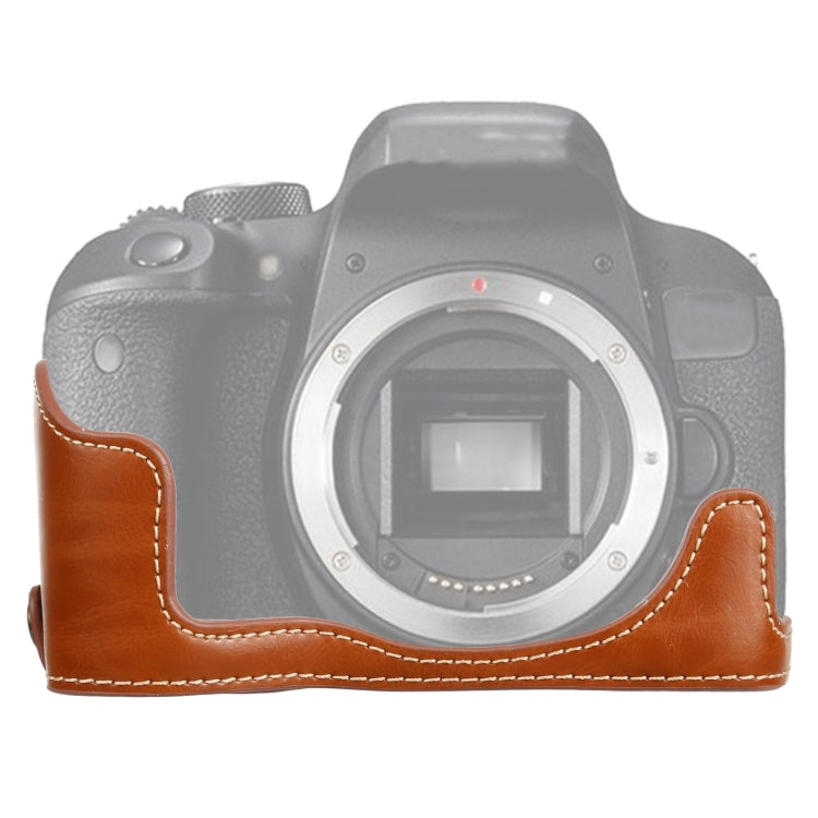 Canon EOS 77D / 800D PU Leather Camera Half Case Base (Brown, 1/4 inch Thread)