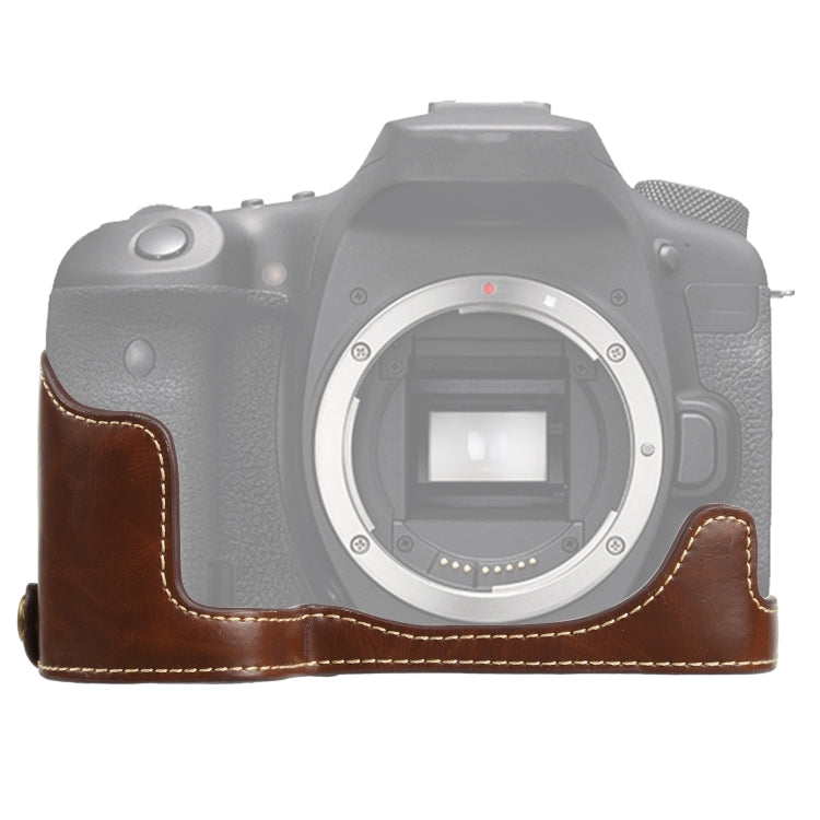 Canon EOS 90D PU Leather Camera Half Case Base in Coffee