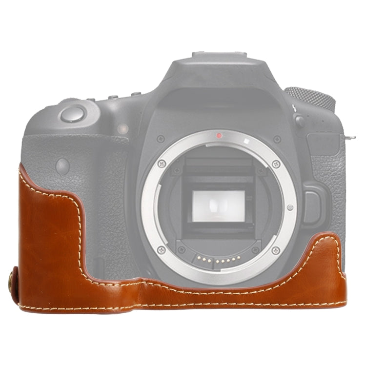 Canon EOS 90D PU Leather Camera Half Case Base (Brown)