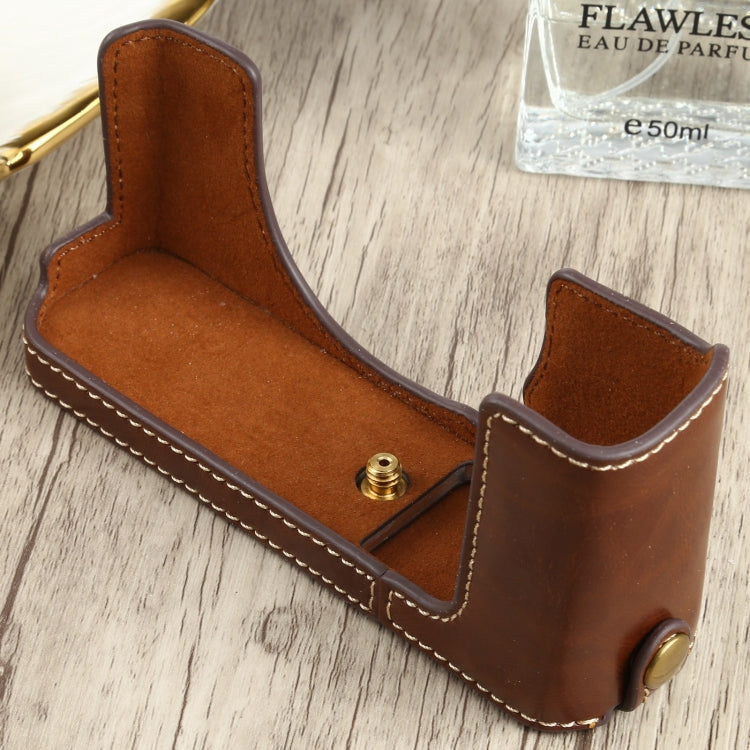 Camera Half Case Base for FUJIFILM XE4 (Coffee) with 1/4 inch Thread PU Leather