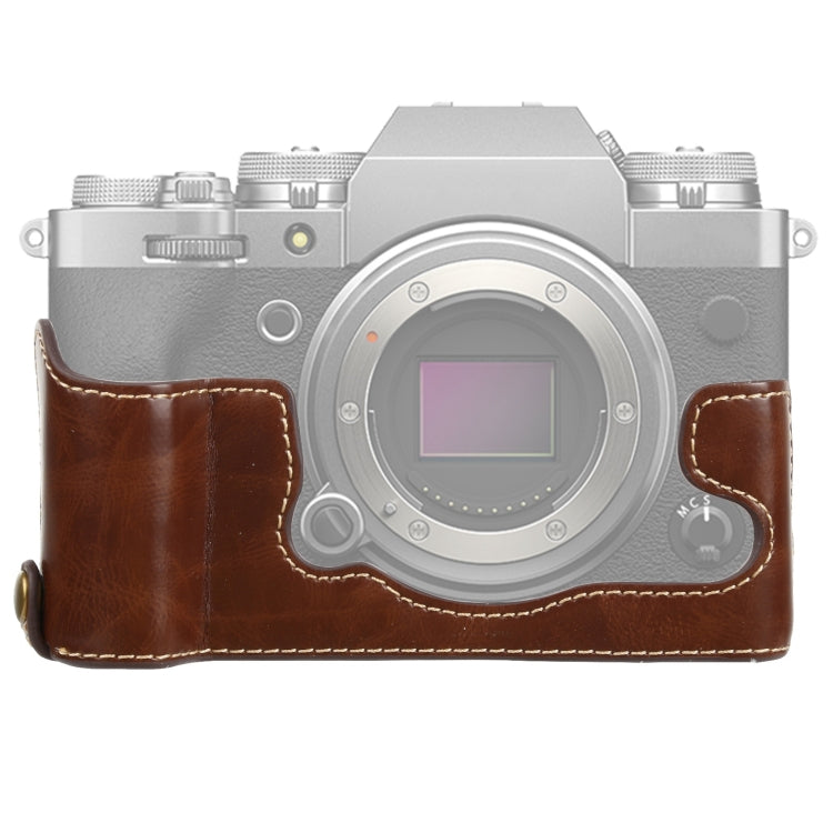 Camera Half Case Base for FUJIFILM X-T4 (Coffee) with 1/4 inch Thread PU Leather