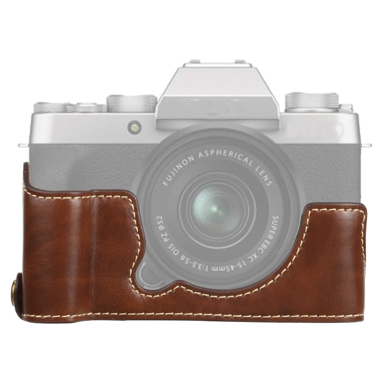 Leather Camera Half Case Base for FUJIFILM XT200 - Coffee
