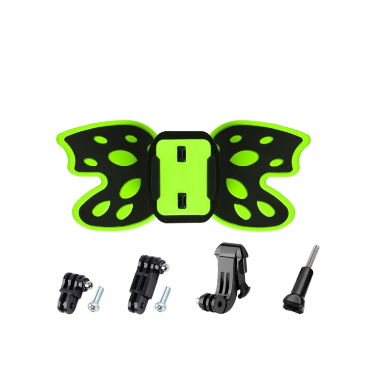 Fluorescent Green Butterfly Helmet Mount Adapter for GoPro and DJI Osmo Action Cameras with 3-Way Pivot Arm & J-Hook Buckle