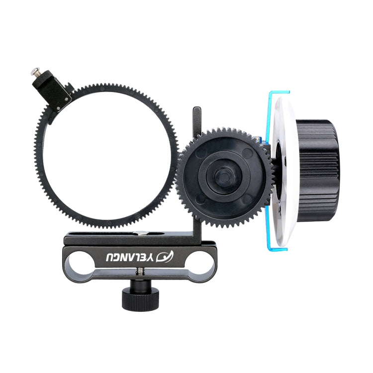 YELANGU F0 Camera Follow Focus with Gear Ring Belt for Canon, Nikon, and DSLR Cameras (Blue)