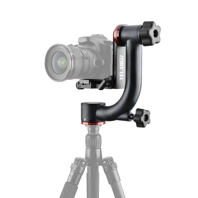 YELANGU A203 Carbon Fiber Hanging Horizontal Gimbal Tripod Head for DV and SLR Cameras (Camouflage) - Lightweight and Stable Tripod Head for Long Lenses