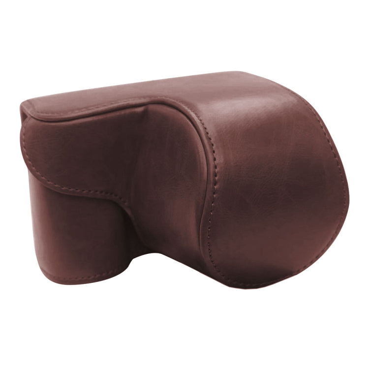 Coffee Full Body PU Leather Camera Case Bag for Sony ZV-E10