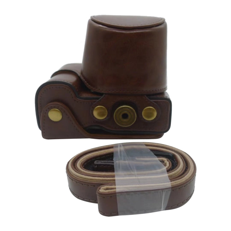 Coffee Full Body PU Leather Camera Case Bag for Sony ZV-E10