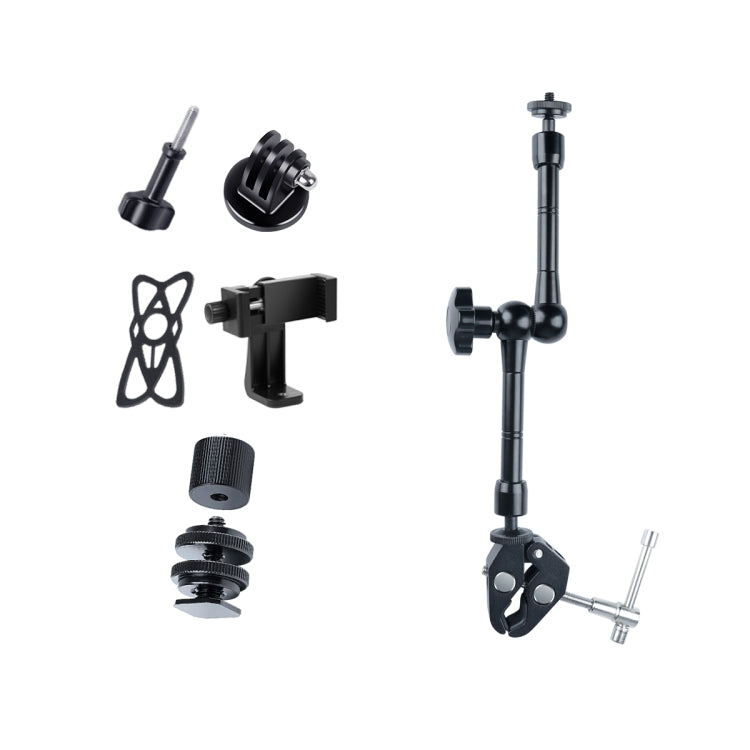 11 inch Adjustable Articulating Magic Arm with Large Claws Clips and Phone Clamp (Black)