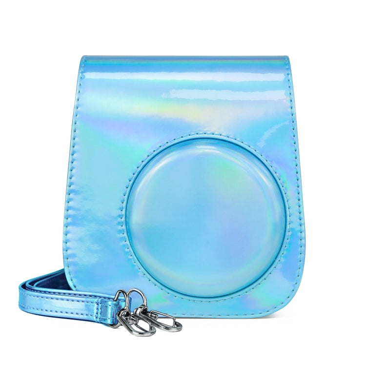 Aurora Blue Leather Camera Case with Shoulder Strap for FUJIFILM Instax Mini 11