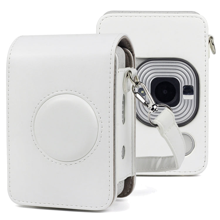 Retro PU Leather Camera Case with Strap for Fujifilm Instax Mini Liplay - White
