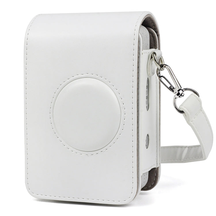 Retro PU Leather Camera Case with Strap for Fujifilm Instax Mini Liplay - White